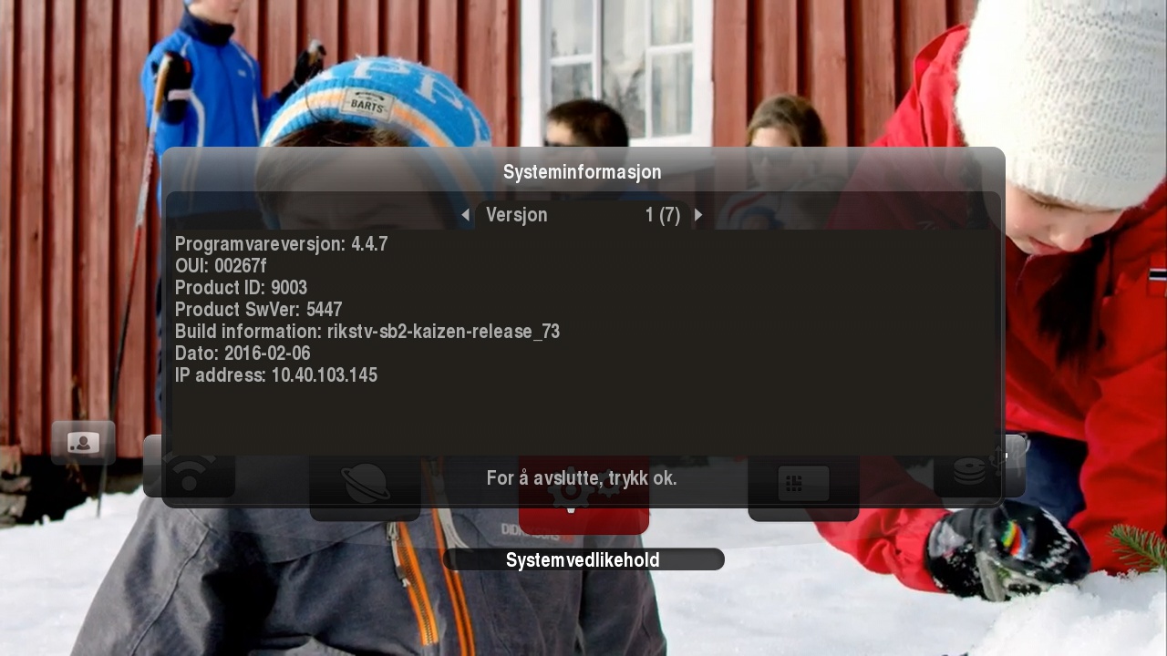 Programvareversjon og IP adresse